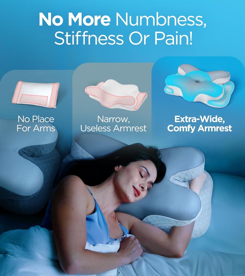 Osteo Enjoy Pain Relief Sleeping Cervical Neck Pillow, Ergonomic Contour Zoned Fits Side Sleeper, Non-Temperature Affected Memory Foam Pillows, Q-max Cooling Pillow Support Back Stomach Sleepers - Image 3
